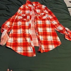 Red and white plaid top